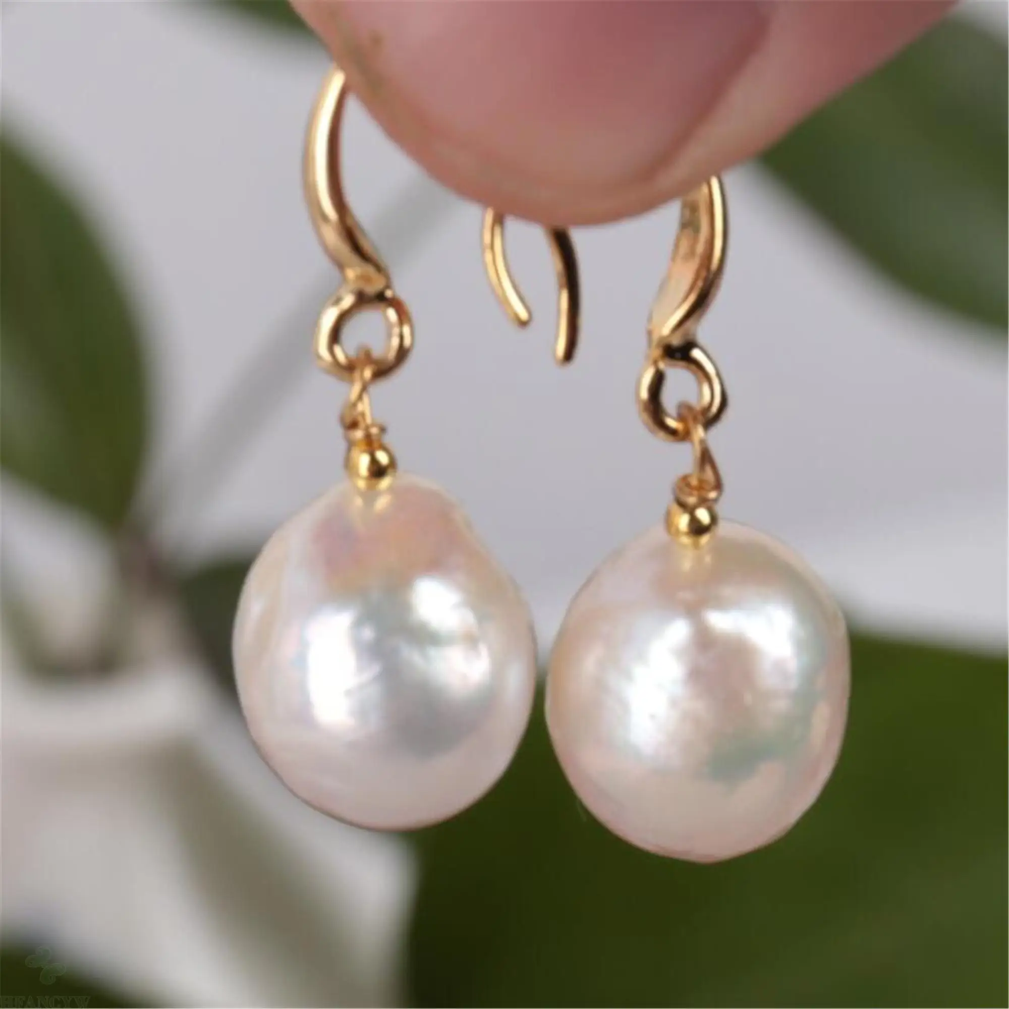 

Natural White Drops Baroque Pearl Earring 18k Hook Natural Wedding Cultured Gift AAA Aurora Party