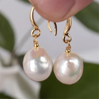 natural white drops baroque pearl earring 18k hook natural wedding cultured gift aaa aurora party