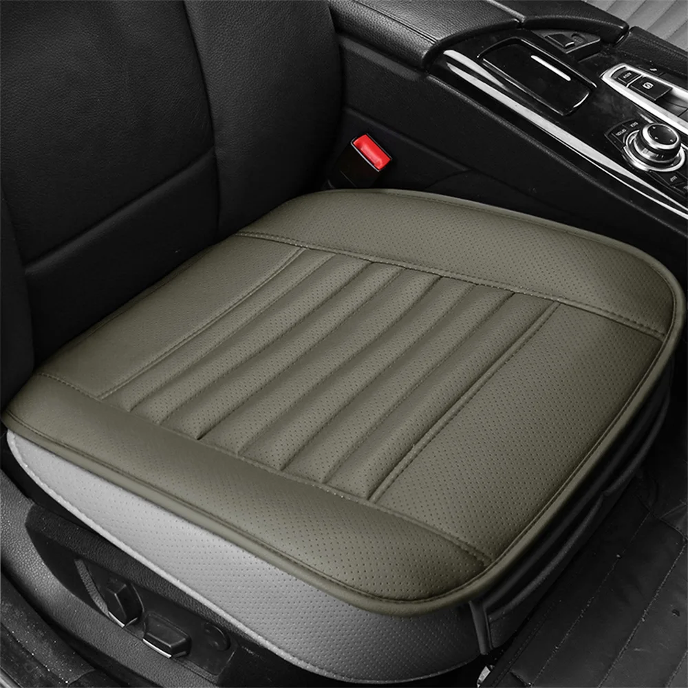 

Universal PU Car Full Surround Seat Cover Bamboo Charcoal Breathable Cushion Pad Black Gray