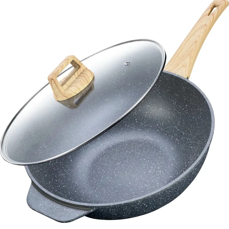 

Maifan Stone Non-stick Wok Household Pan Wok Gas Induction Cooker Double Sided Pan Pots and Pans Wok Cooking Pot Non Stick Pan