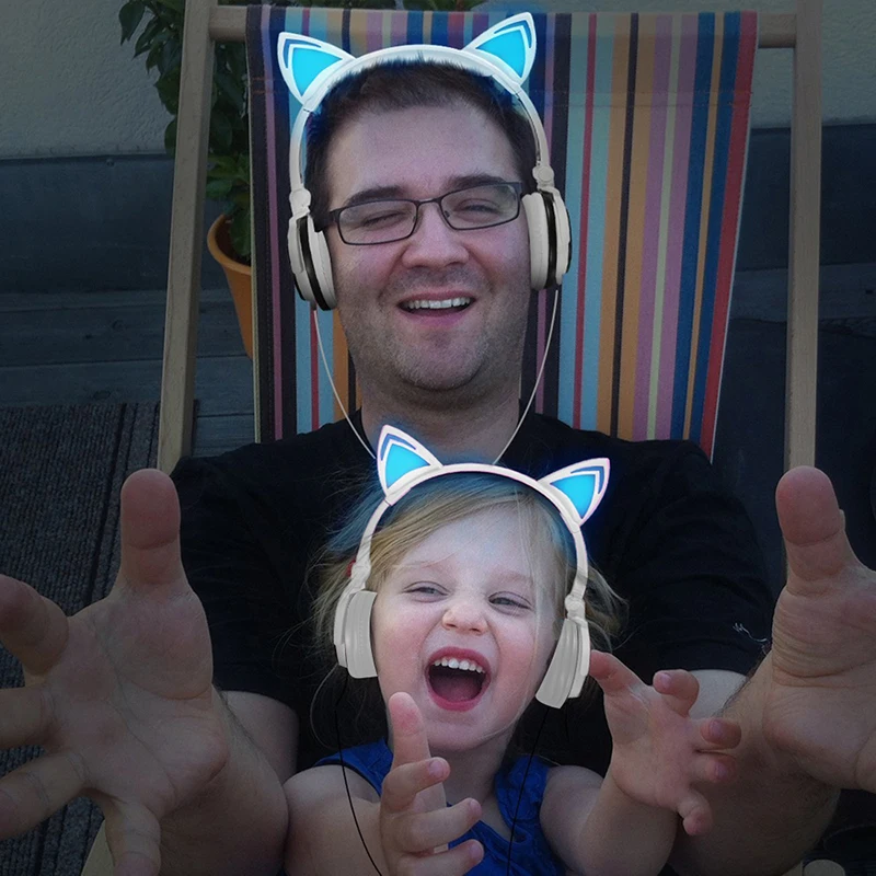 Складная мигающая гарнитура со светодиодной подсветкой игровая Проводная с 3D