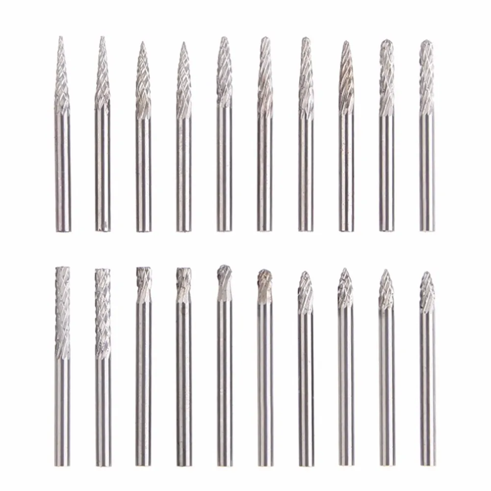 

20 Pcs Milling Cutter Drill Bits Tungsten Carbide W/ Shank Burr Suit Reamer Tools Cut Set For Electric Drill Tools Accessories