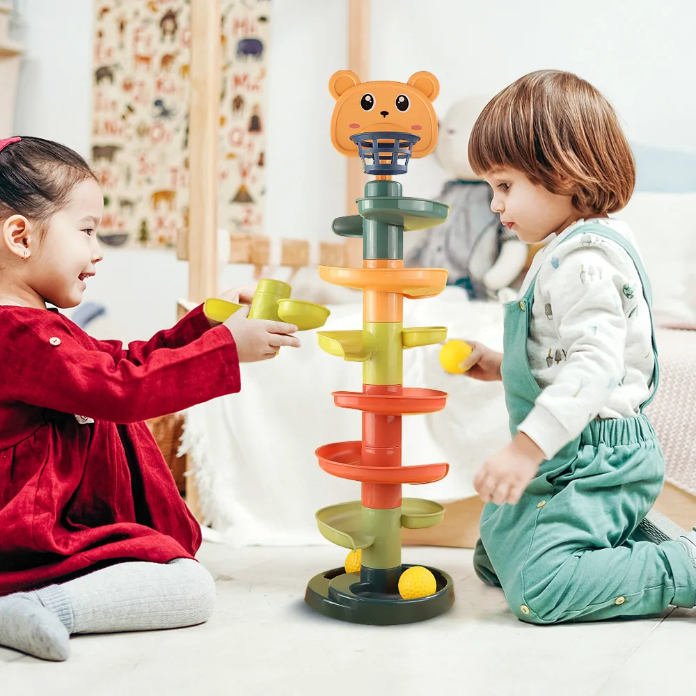 

Trainings Assembled Kids Toys Rotating Rolling Ball Gliding Tower Educational Toys Rotating Track Baby Toys Gift for Children