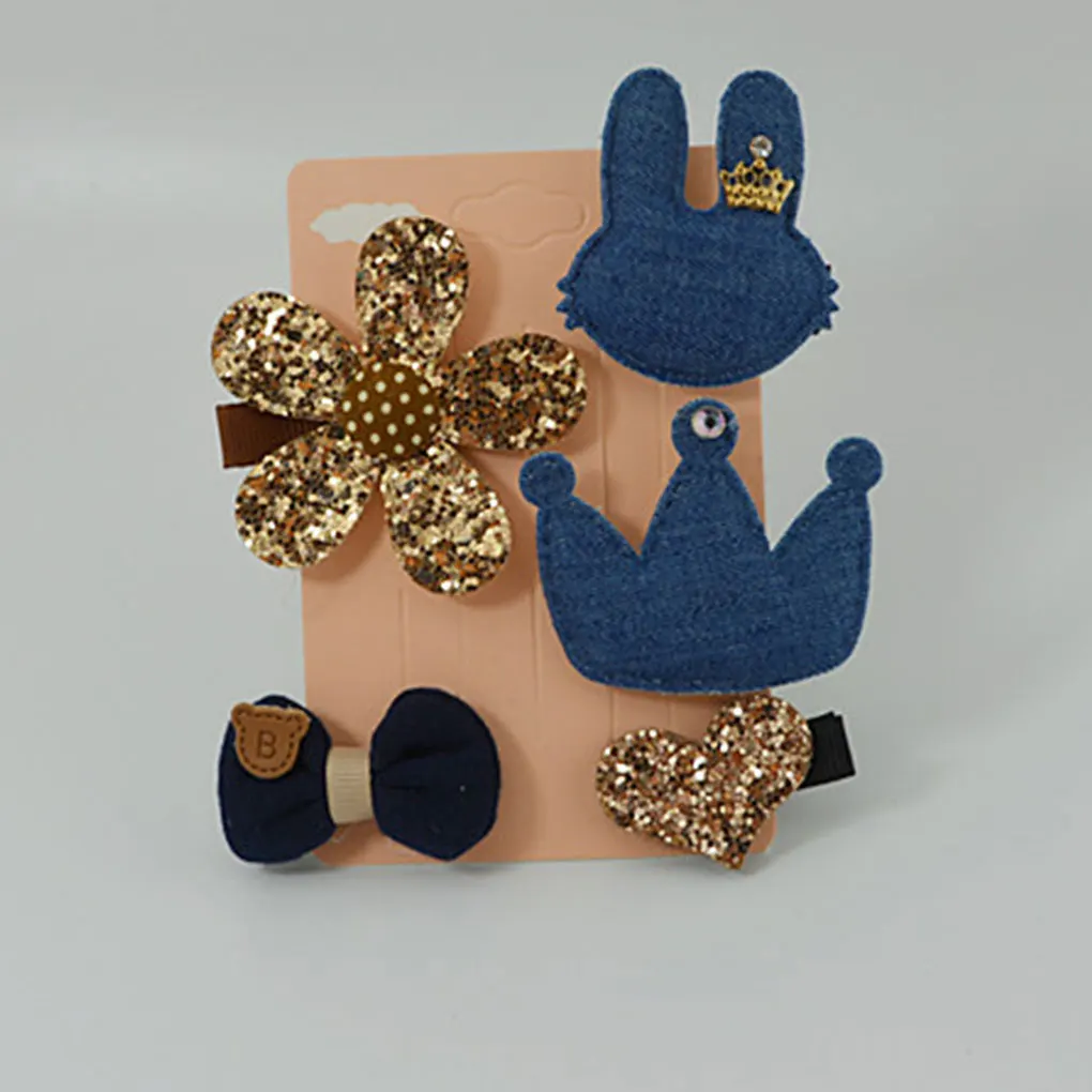 

5pcs Children Cartoon Hair Clips Kids Hair Clips Cute Rabbit Ear Hairpins Barrettes Baby Bow Flower Headwear Girls Headdress