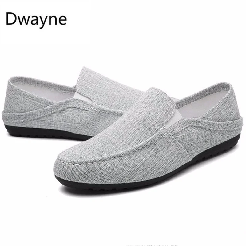 Dwayne/льняная дышащая мужская обувь на плоской подошве; Новинка года; летняя повседневная обувь для вождения; легкая износостойкая обувь без застежки