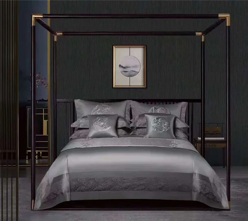 

Noble Luxury 4Pcs Bedding set Chic Stitching Patchwork Embroidery Duvet Cover Premium 1000TC Egyptian Cotton Soft Bed Sheet set