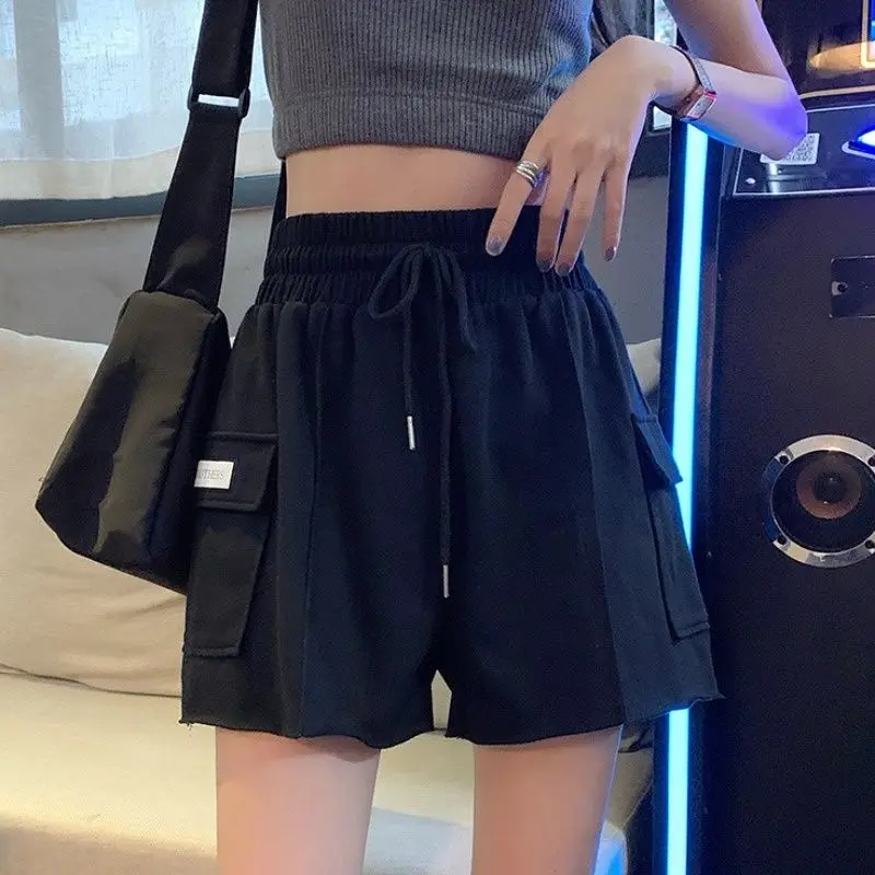 

2021 summer new Korean BF style overalls loose and versatile casual shorts female students high waist wide leg pants fashion