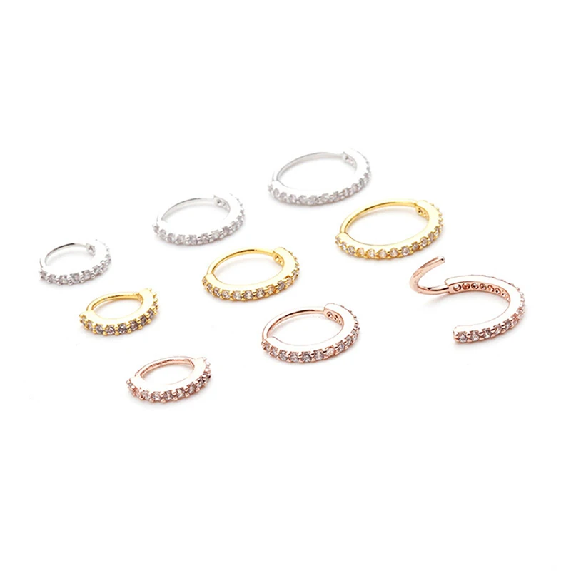 

6mm/8mm/10mm Nose Hoop Nostril Ring Flower Helix Cartilage Tragus Earring Cartilage Huggie Hoop Earring Jewelry Crystal 1Pcs