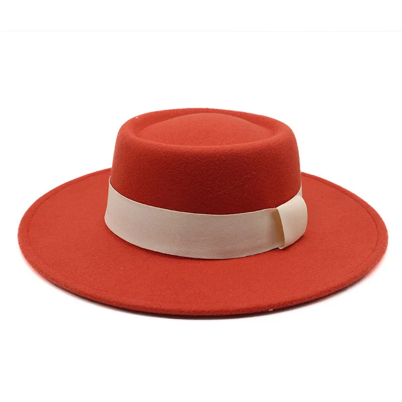 Шляпа федора с лентой головные уборы для женщин и мужчин новая плоская шляпа