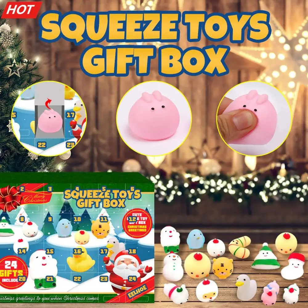 

Игрушки-сжималки, рождественский подарок для детей, Забавный календарь, 2020, одна с 24 маленькими куклами, пузырьки, антистрессовые игрушки, с...