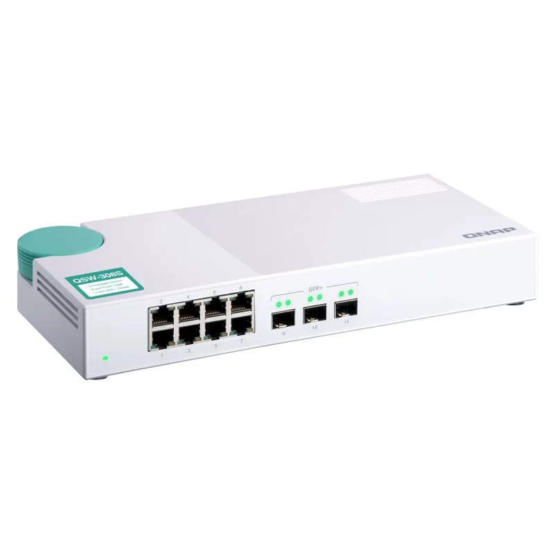 

QNAP NAS QSW-308S Storage Server 3-Port 10G SFP+(10GbE SFP+/RJ45 Combo Port) 11 Port 5-bay NAS Gigabit Unmanaged Diskless 2019
