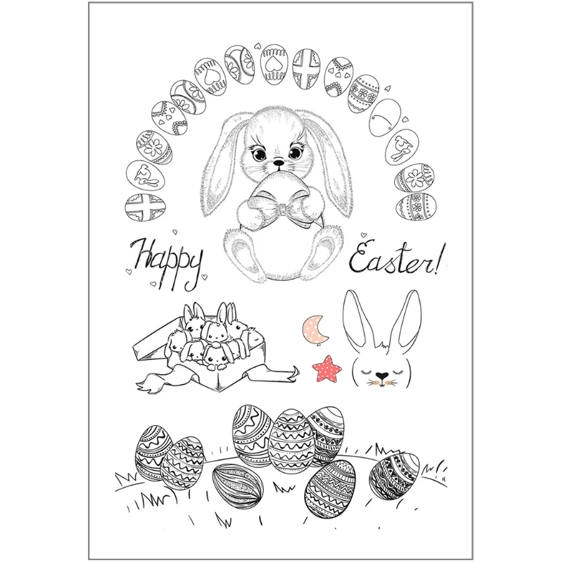 

Happy Easter DIY Silicone Clear Stamp Cling Seal Scrapbook Embossing Album Decor Craft