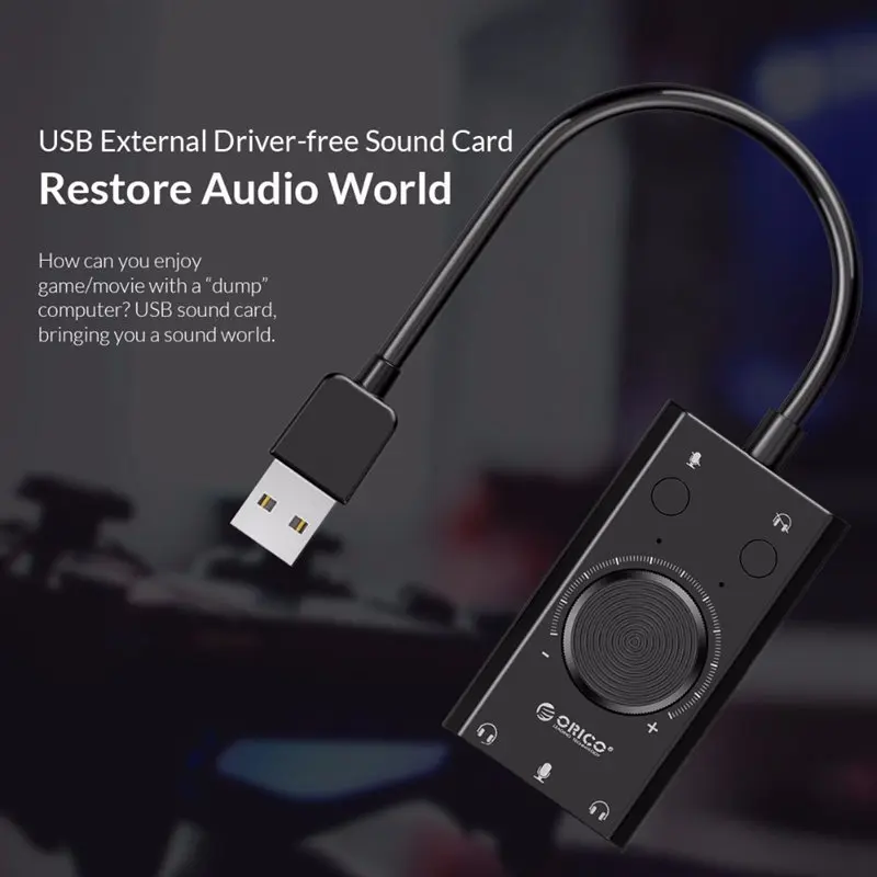 Внешняя звуковая карта Orico Usb-адаптер для наушников и микрофона с функцией