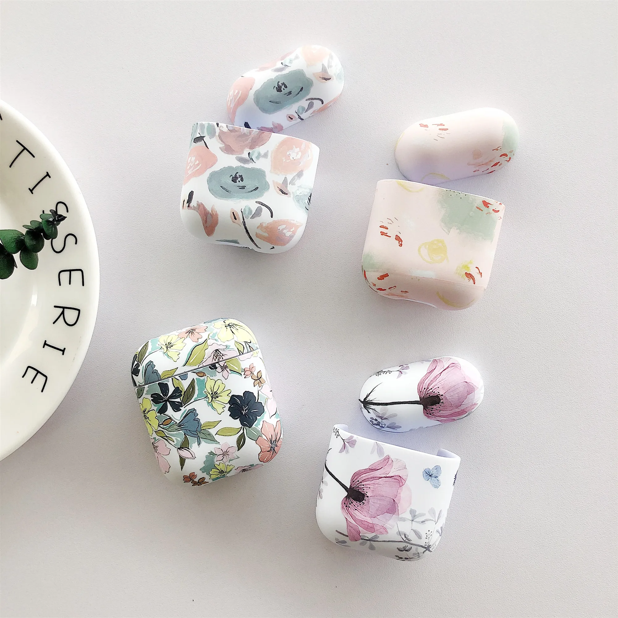 Чехол для наушников Airpods чехол с цветочным рисунком Bluetooth Apple Модный глянцевая