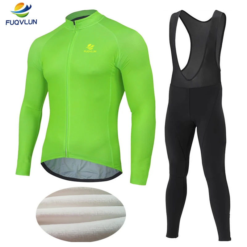 FUQVLUN зимний термальный флис Велоспорт Джерси наборы сохраняет тепло