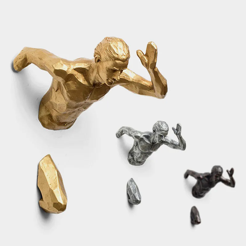 

Creative sculpture Sports Man Running man racing against time doll statue wall decoration relief 3D character wall hangings