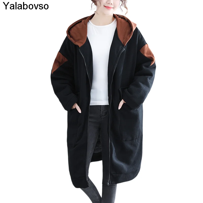 

Medium Length Hooded Jacket Winter 2020 New Style Plush Thickened Cotton Loose Oversized Coat For Women 100kgs Lady Yalabovso