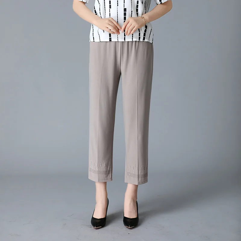 Летние тонкие укороченные брюки новые женские однотонные повседневные