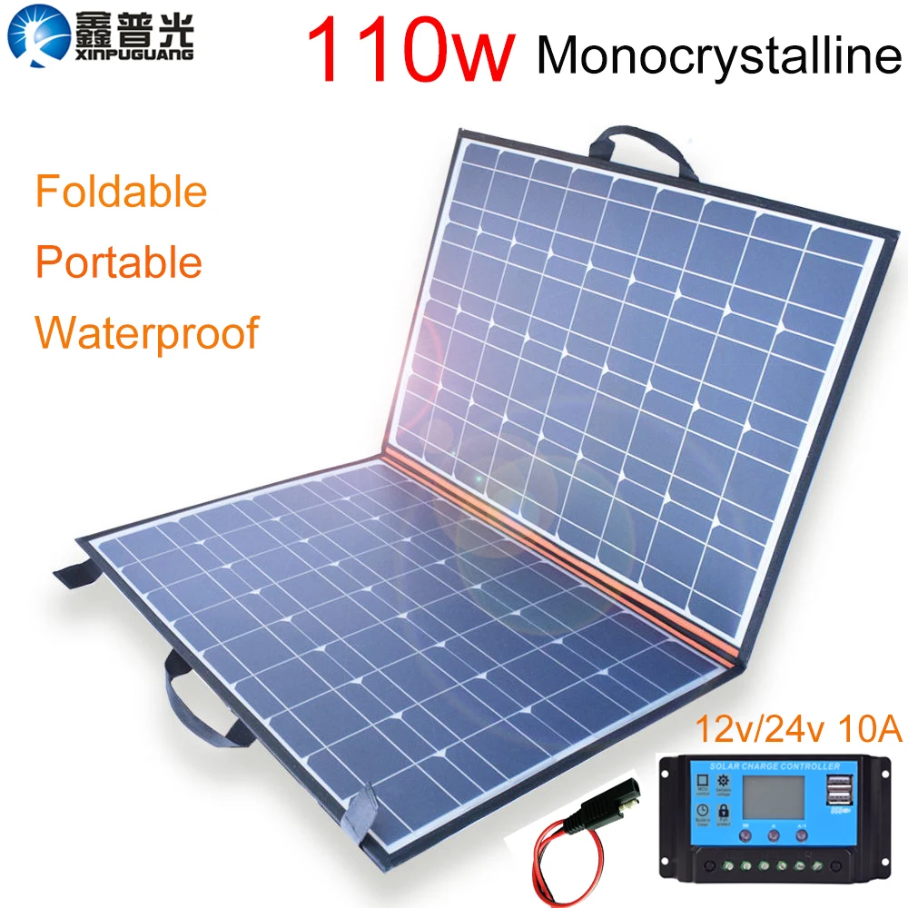 110W Boguang(55X2) 110w панели солнечных батарей складной Портативный солнечное зарядное устройство+ 10A контроллер для детей возрастом от 12v батарея Портативное зарядное USB устройство на открытом воздухе заряда - Цвет: 110W