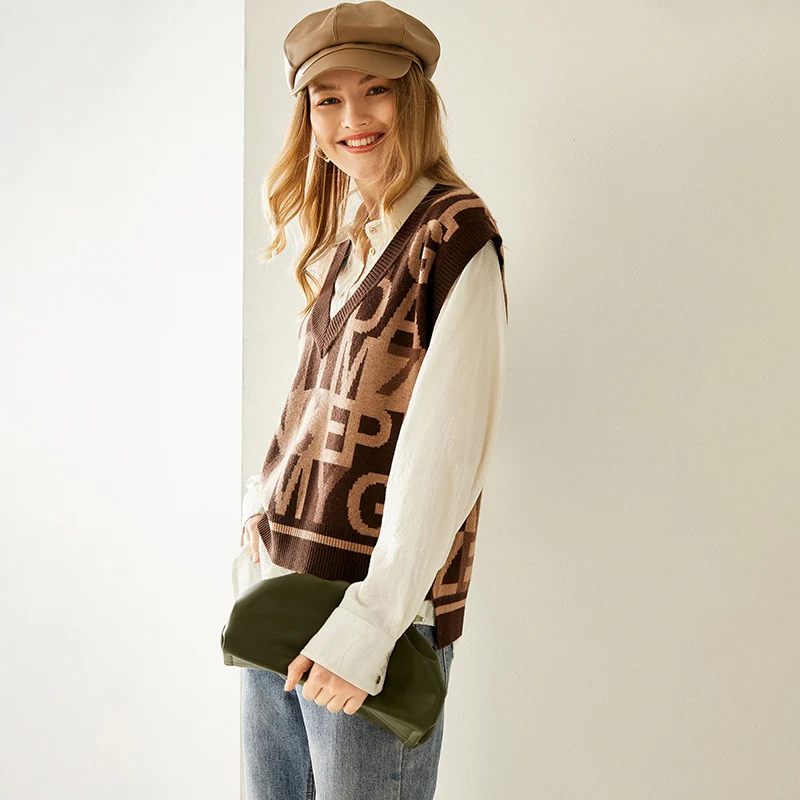 Осенне-зимний новый модный кашемировый жилет женская куртка с V-образным вырезом