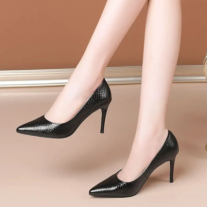 

ALLBITEFO genuine leather barnd high heels office ladies shoes women high heel shoes autumn woemn heels party girls shoes