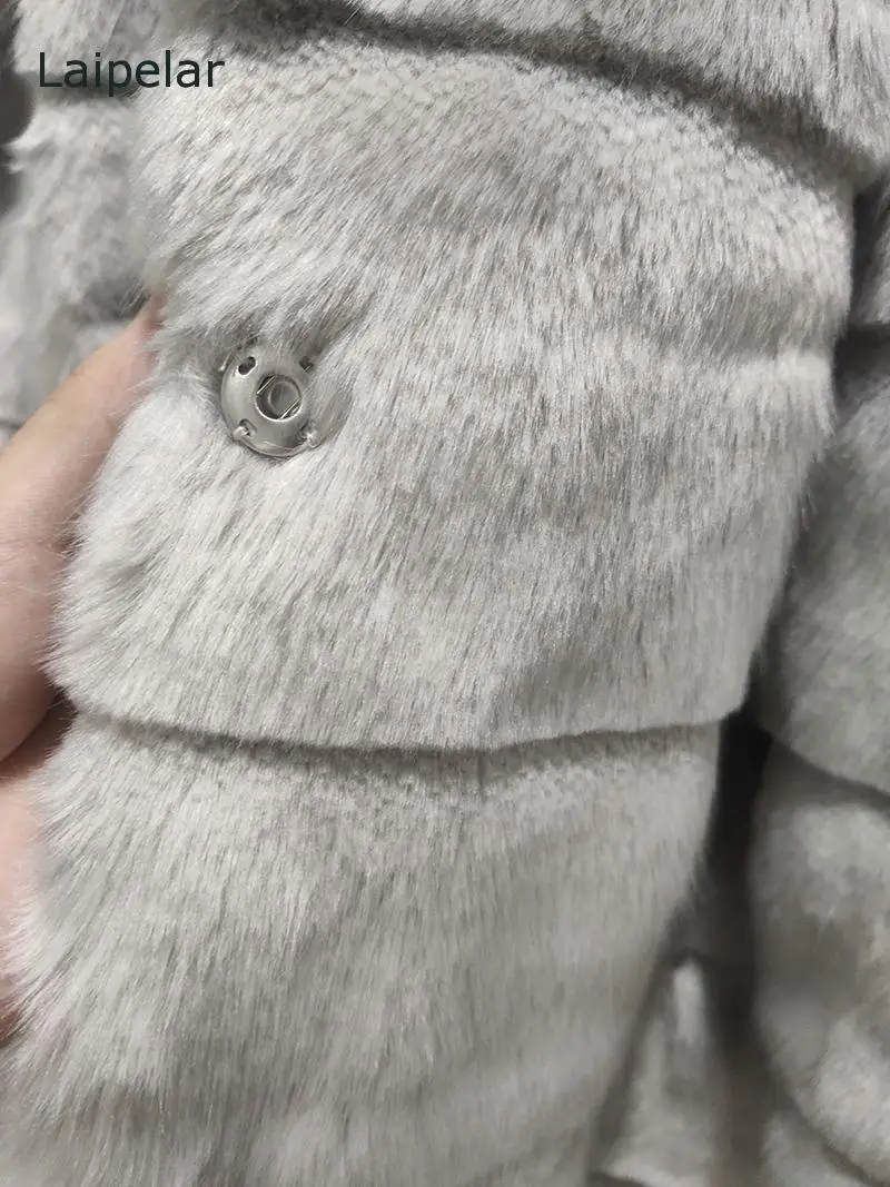 Шуба из искусственного меха модное пальто норки с широкой талией женское длинное