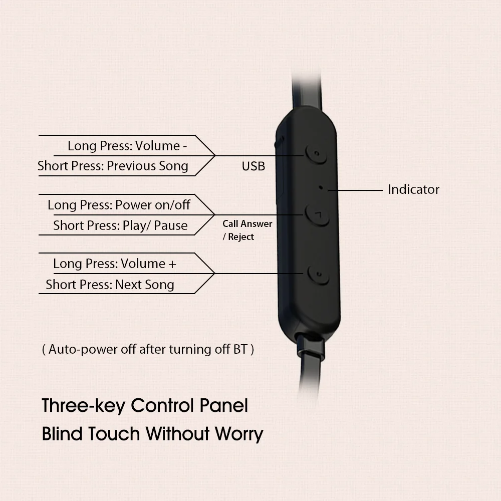 Bluetooth-наушники Andoer беспроводные с микрофоном для бега | Электроника