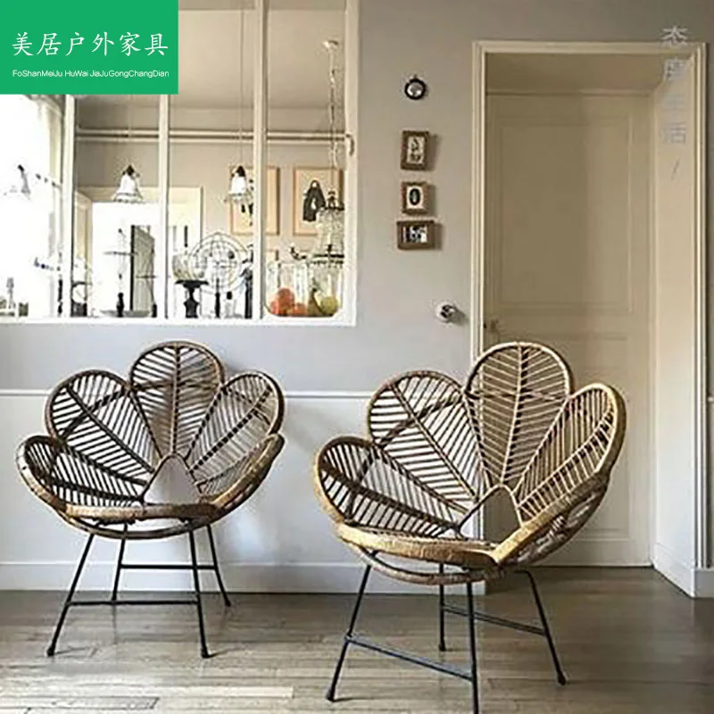 

Стул B & B из ротанга, ручной работы, для балкона, для отдыха на природе