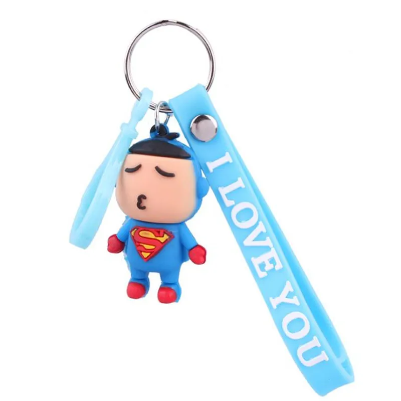 9 Comic Anime Superman Batman Captain America Iron Man Deadpool Cosplay Keychain Pendant Accessories Rubber Gift - Цвет: 9