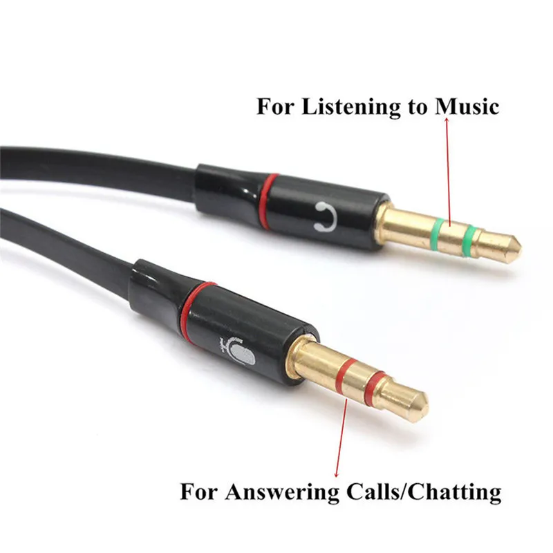 

3.5mm Splitter Female To 2 Male Y Splitter Aux Audio Cable PC Headphone Mic Jack Adapter 1 Female To 2 Male Connected