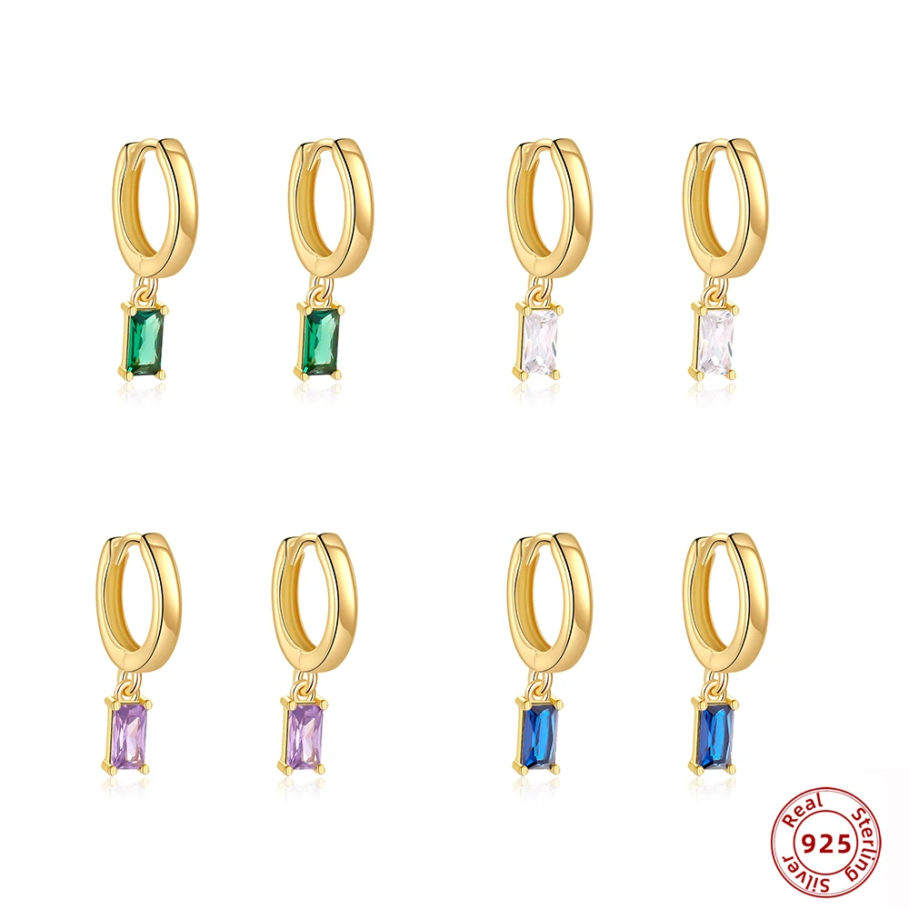 

925 Sterling Silver Small Huggie Hoop Earrings for Women Clear Multicolor Crystal CZ Hanging Thin Hoops Fine Silver Jewelry Gift