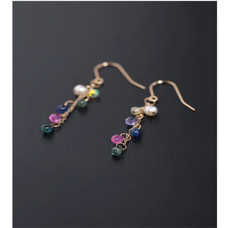 DMBS024 граненые сапфировые серьги женские драгоценные камни из натурального