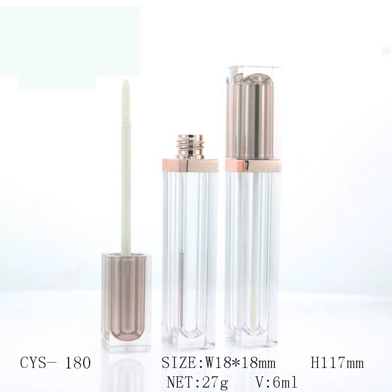 

6ML Empty Lip Gloss Bottle Square Clear DIY Plastic Lipgloss Tube Beauty Cosmetic Packing Container Lip Makeup Tools Print Logo