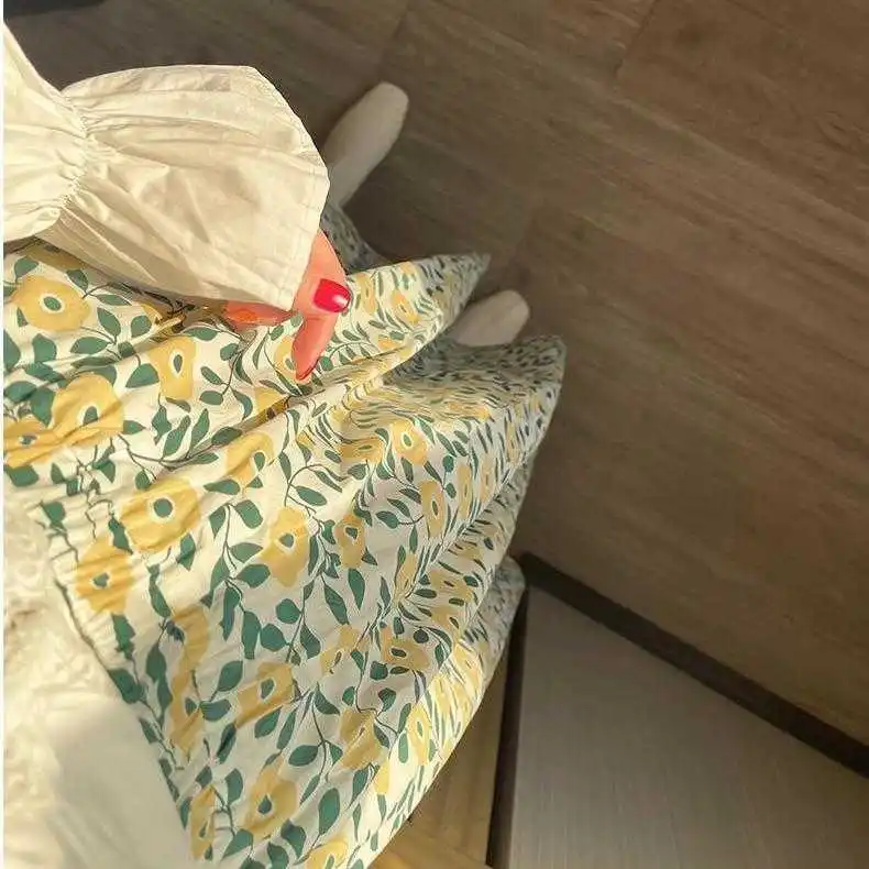 

Green leaf floral skirt women's mid length 2021 summer new Korean high waist slim cover A-line umbrella skirt