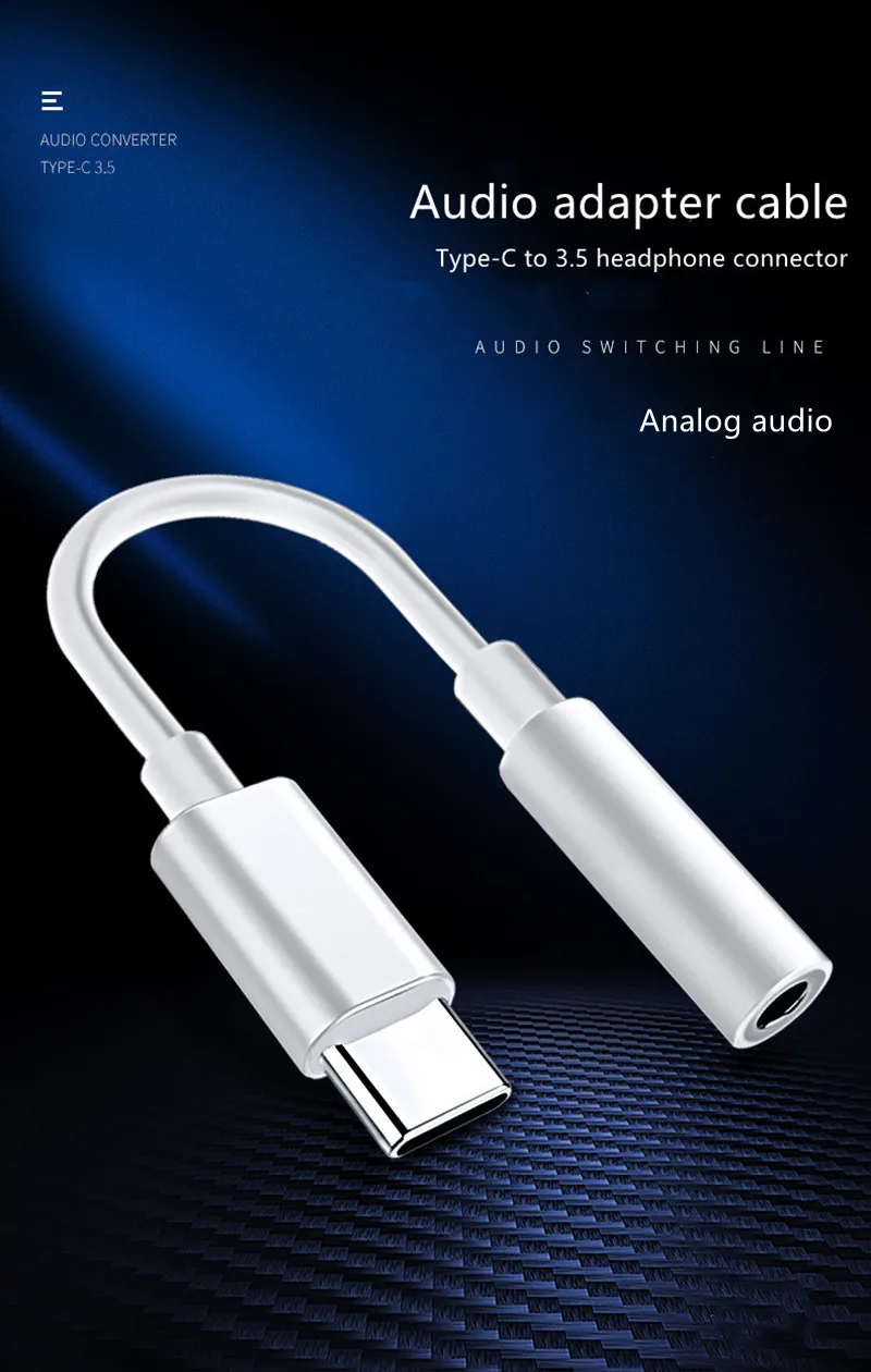 Кабель-адаптер для наушников Type-C на 3 5 мм переходник типа C USB-C папа аналоговый
