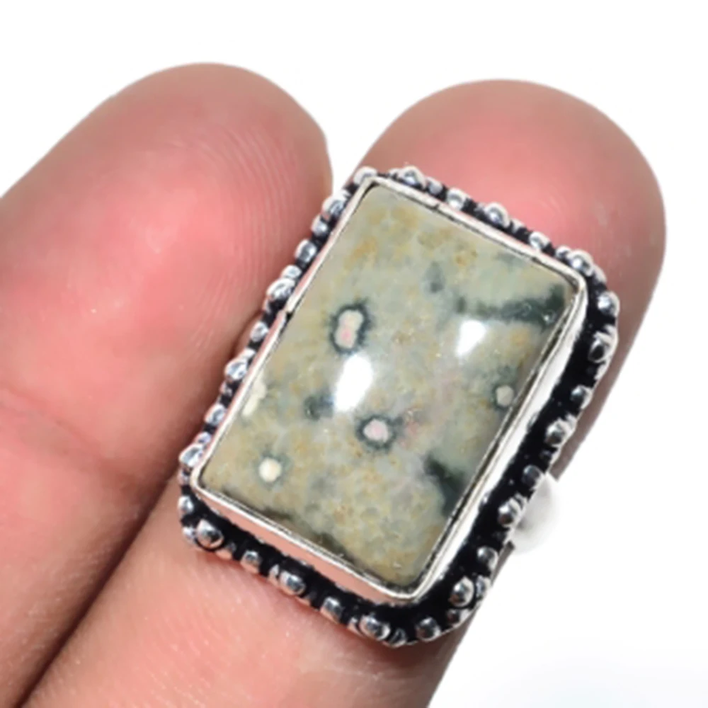 Ocean Jaspers Ring Silver Overlay over Copper Size: 7.75 R5070 | Украшения и аксессуары