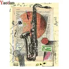 Алмазная живопись, саксофон 5D, квадратная вышивка, алмазная вышивка сделай сам, продажа музыкальных инструментов стразы, декор в подарок на Хэллоуин