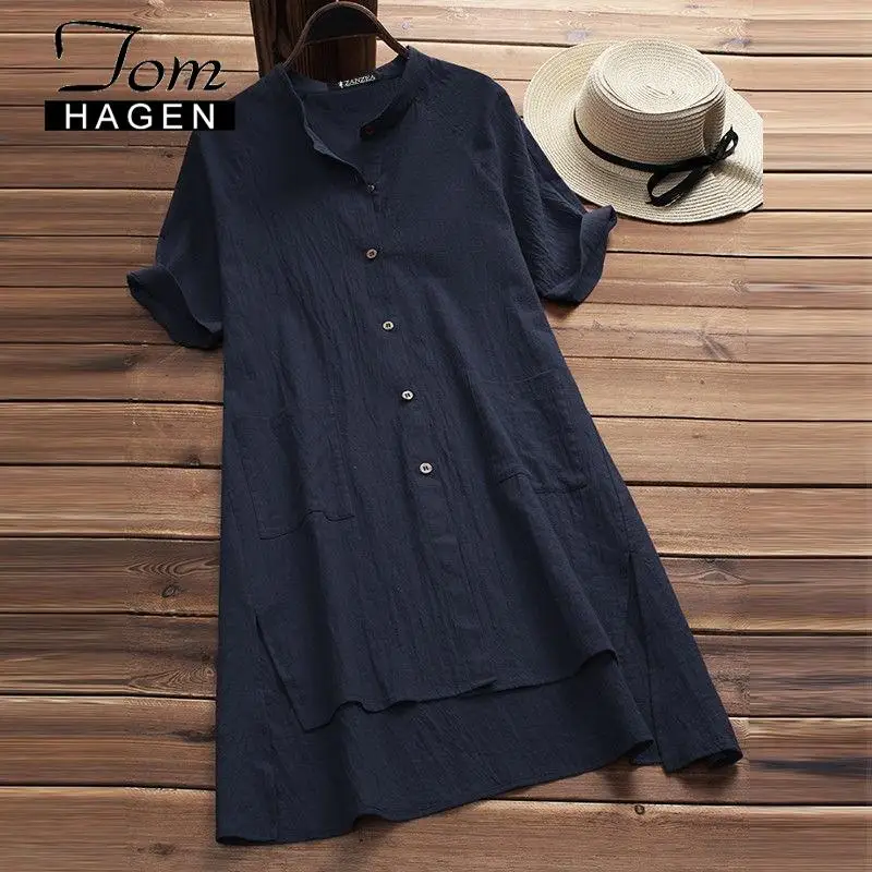 Женское льняное платье трапеция из хлопка в стиле бохо|Женские платья| |