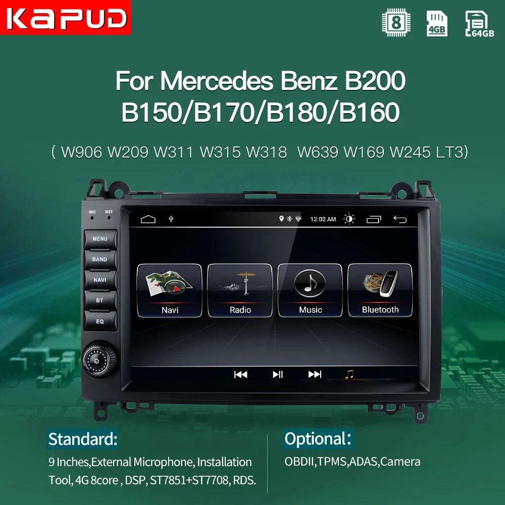 

Мультимедийный автомобильный радиоприемник Kapud, стерео Android-навигация для Mercedes Benz B200 W169 W245 W639 Sprinter Viano Vito DSP GPS 4G DVD