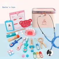 25pcsset double design doctor toys set for kids wood boy girl role playing suit parent children interaction medical supplies