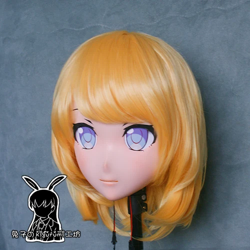 

(Rabbit 76) Resin Cross dress Pretty Girl Head BID Doll Mask Japanese Anime Kigurumi Mask Cosplay with Wig