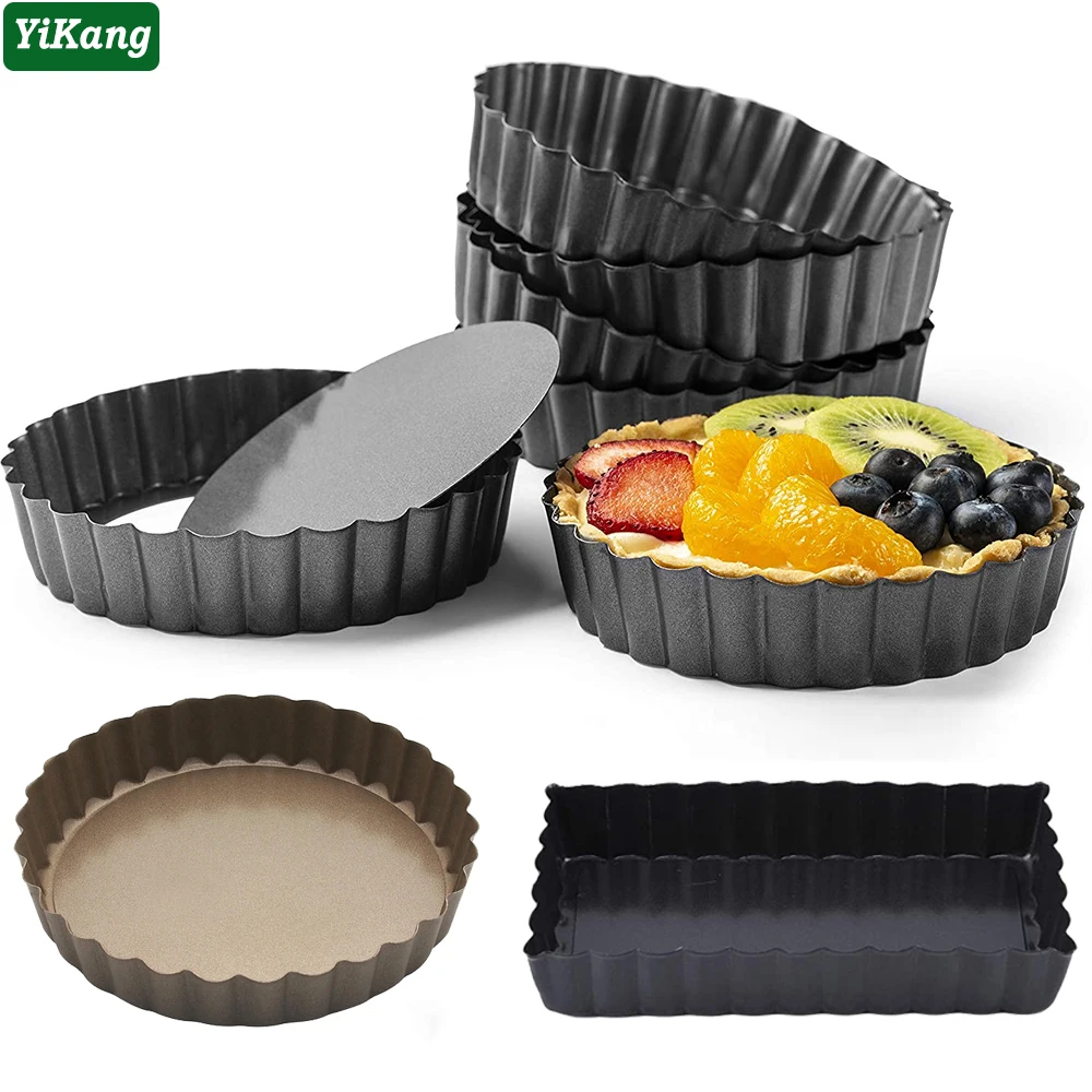

6pcs/Set Mini Egg Tart Pans Pizza Non-Stick Fruit Pie Waffles Cake Mould Quiche Baking Mold Removable Loose Bottom Bakeware