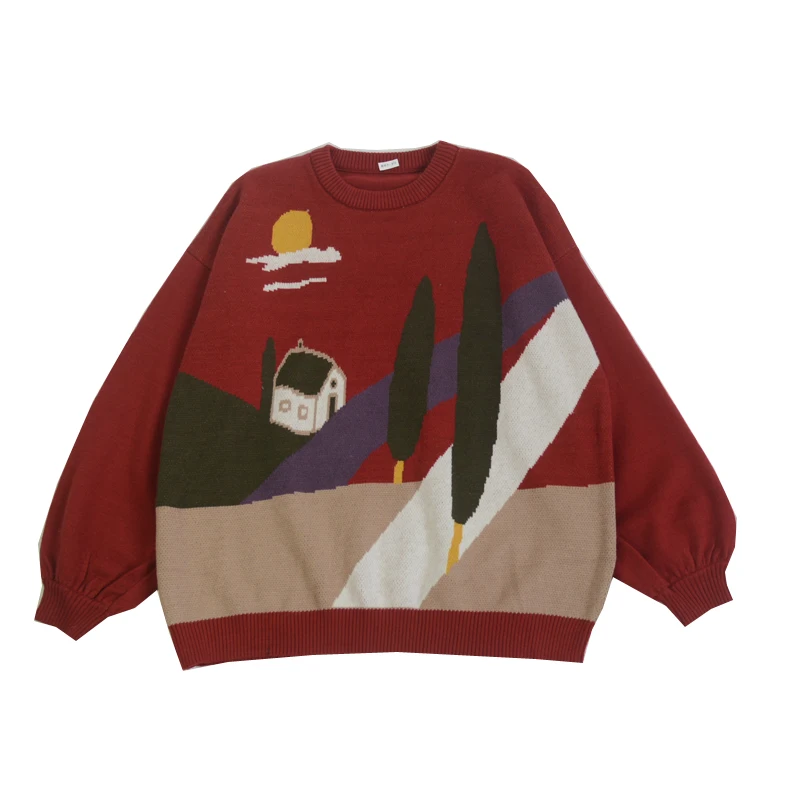 

Новинка Осень 2021, вязаный Свитер в стиле Харадзюку, пуловер с круглым вырезом, теплый зимний женский теплый Свитер, Обьемный Свитер