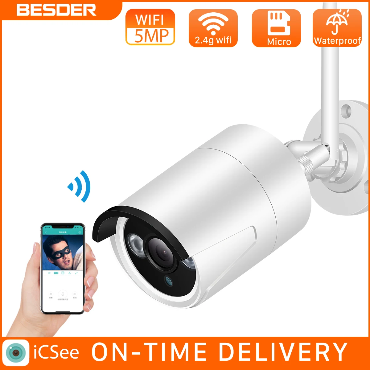 BESDER 5MP IP Камера Wi Fi на открытом воздухе ИК Ночное видение Обнаружение движения 1080P