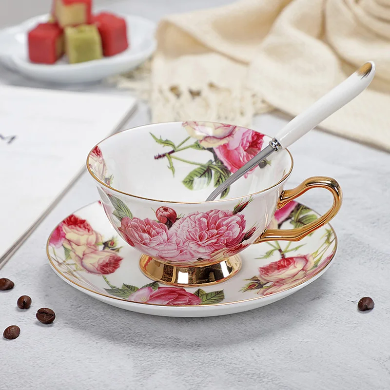 YeFine Ceramic Afternoon Black Tea Cups And Saucers Bone China Coffee Cup With Tray Porcelain Drinkware Set Dropshipping | Дом и сад