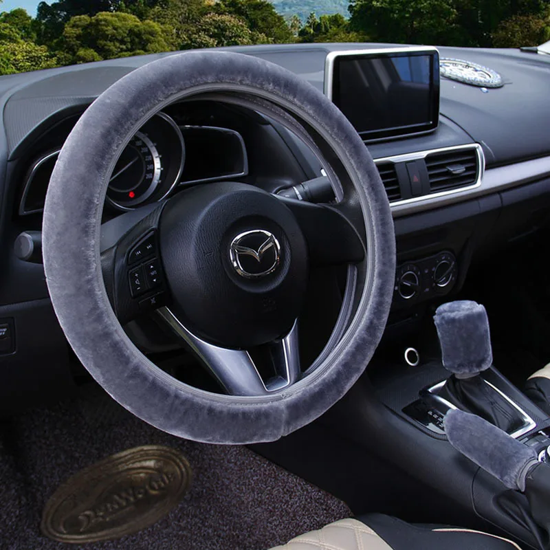 

3Pcs car handbrake Warm in winter cover without ring elastic steering wheel cover