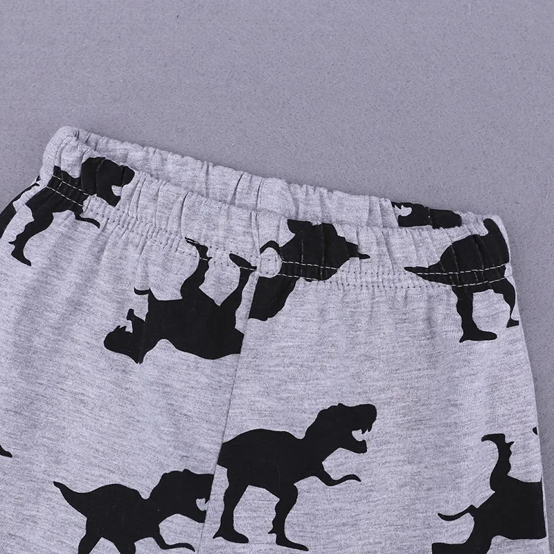 Летние пижамы для мальчиков и девочек с рисунком динозавра Комплекты одежды