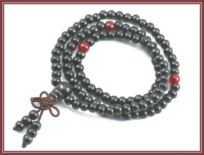 6 мм Тибетский буддизм 108 черный деревянный молитвенный шарик Мала ожерелье +