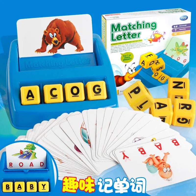 

Kids Early Learning Spelling Game English Words Puzzle Letters Board Games Matching Alphabet Table Montessori Educational Toys