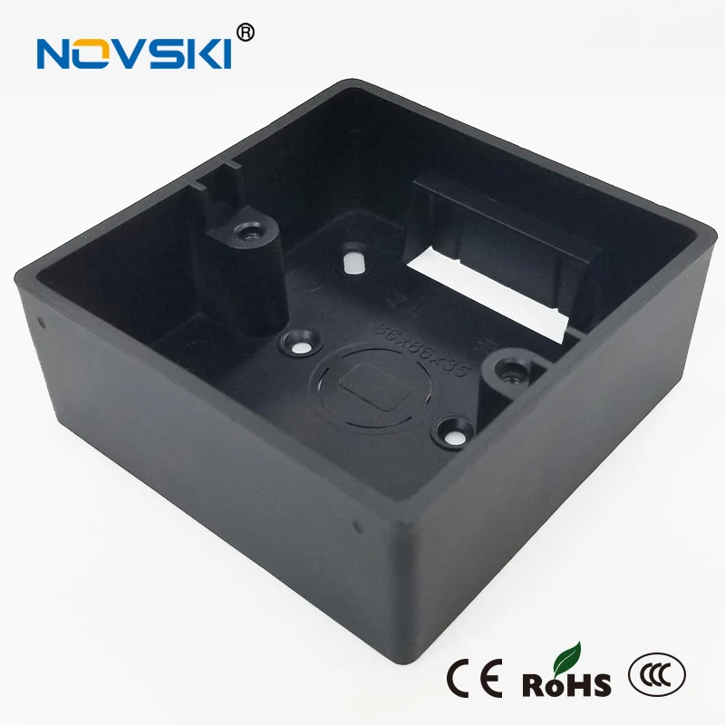

86 Type Switch Socket Base Outfit Junction Box Wall Switch Socket External Box Flame Retardant PVC / ABS, Baking Black, NOVSKI